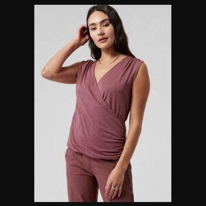 ❣️2/$36 Athleta Sleeveless Breezy Wrap Tank Top Blouse XS Tawny Rose $49.00